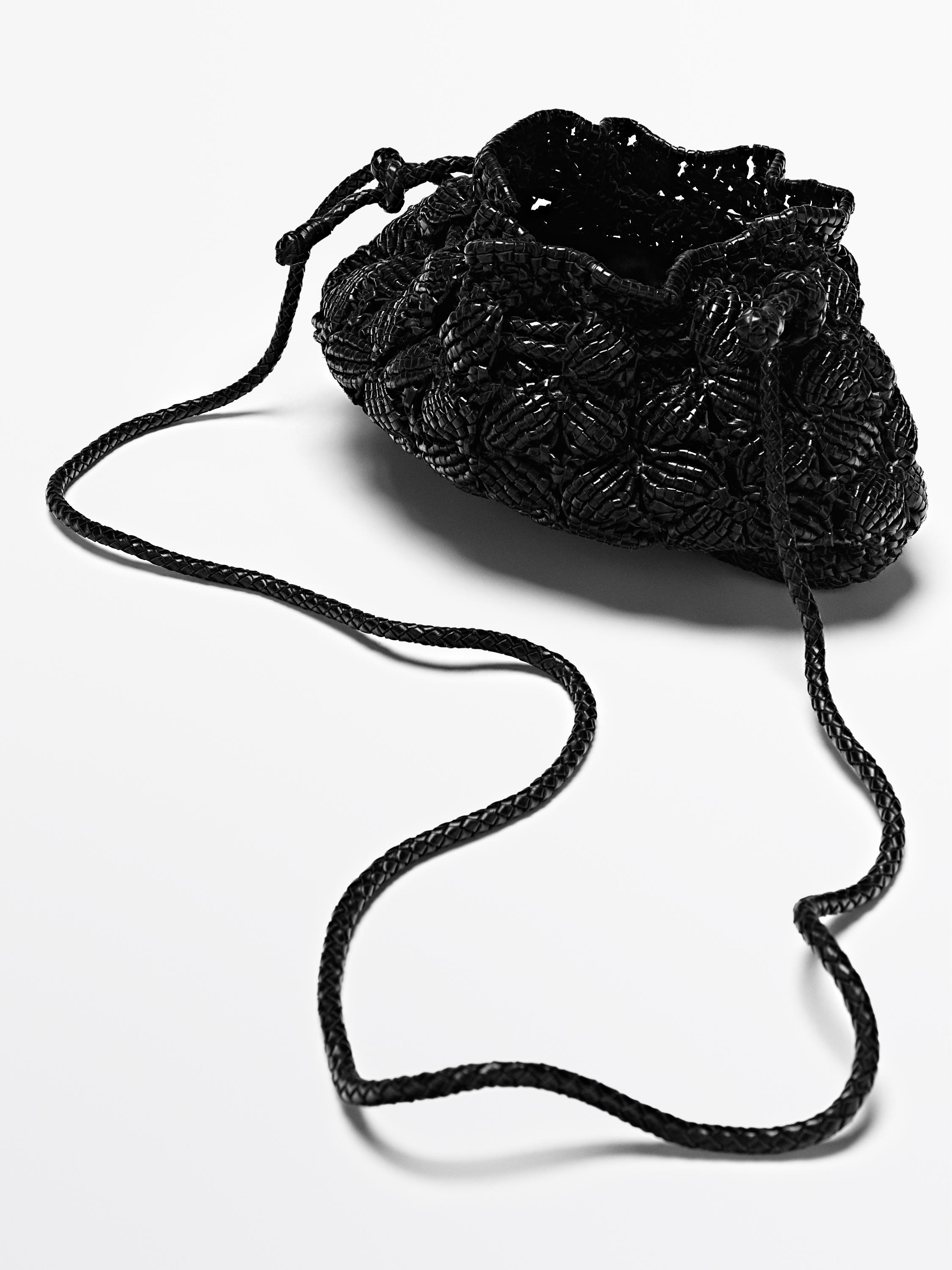 Nappa leather macramé pouch bag